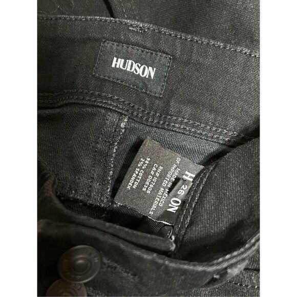 Hudson Black Denim Straight Leg Jeans Size 26 - Picture 4 of 4